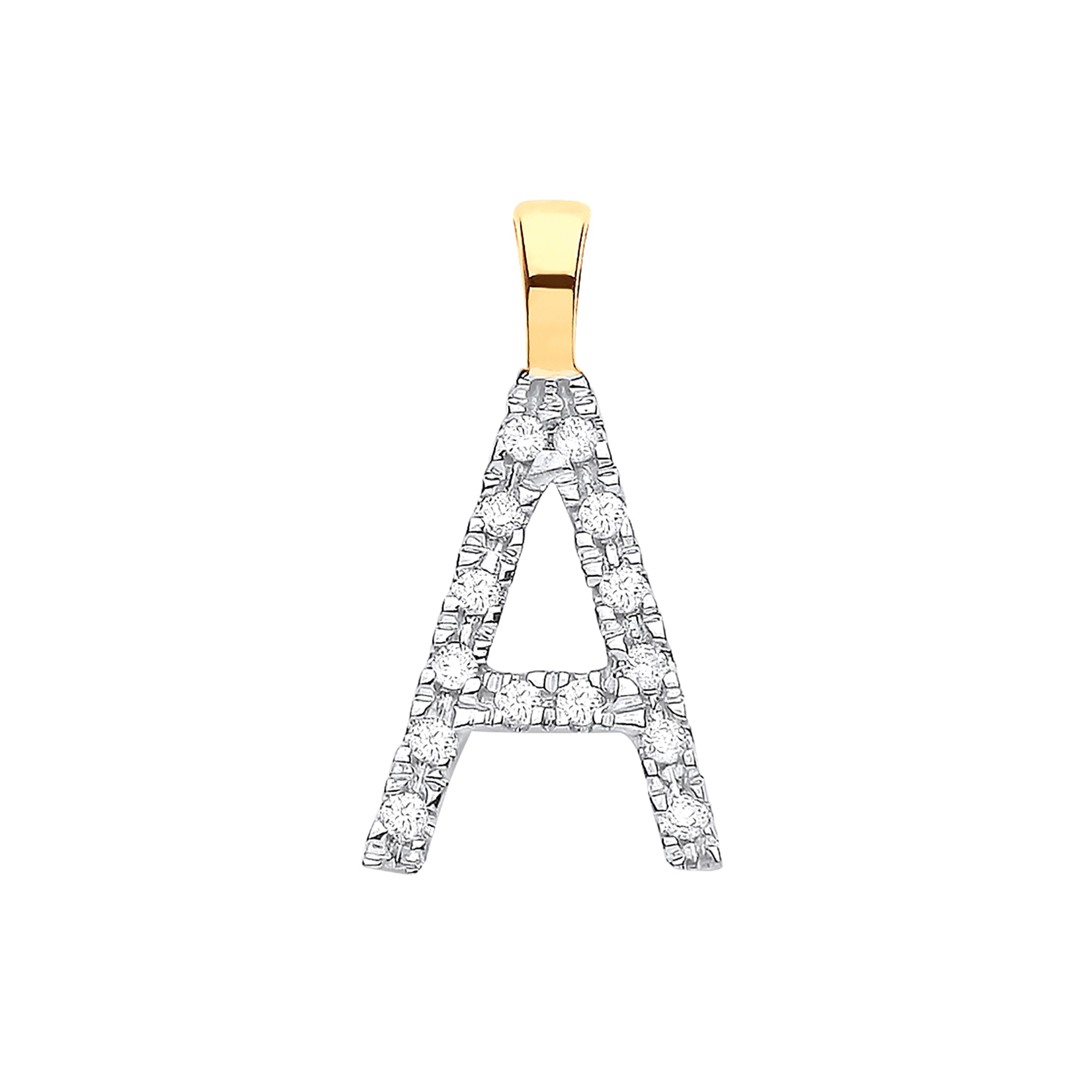 9ct Yellow Gold 0.05ct Diamond A Initial