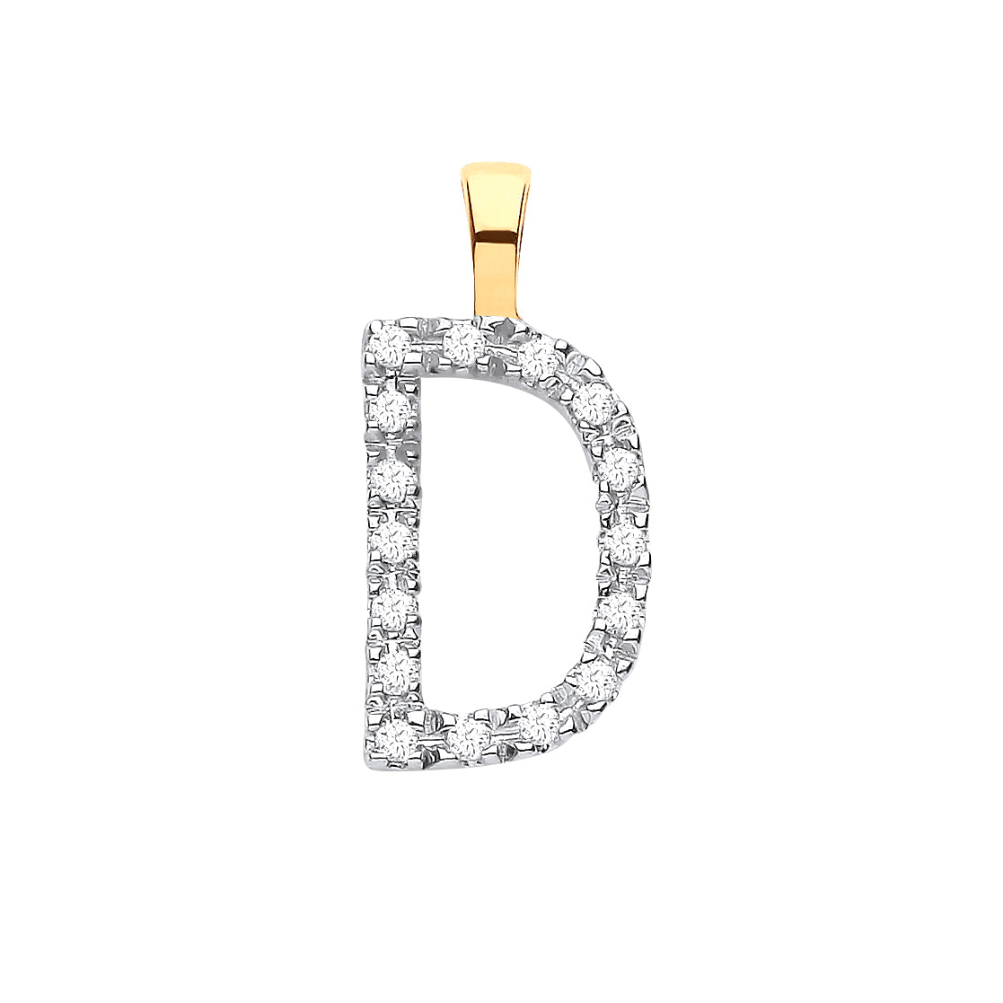9ct Yellow Gold 0.05ct Diamond D Initial