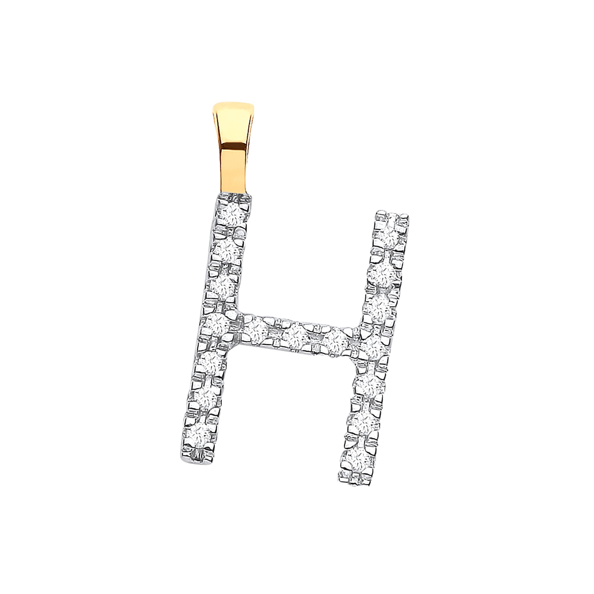 9ct Yellow Gold 0.05ct Diamond H Initial