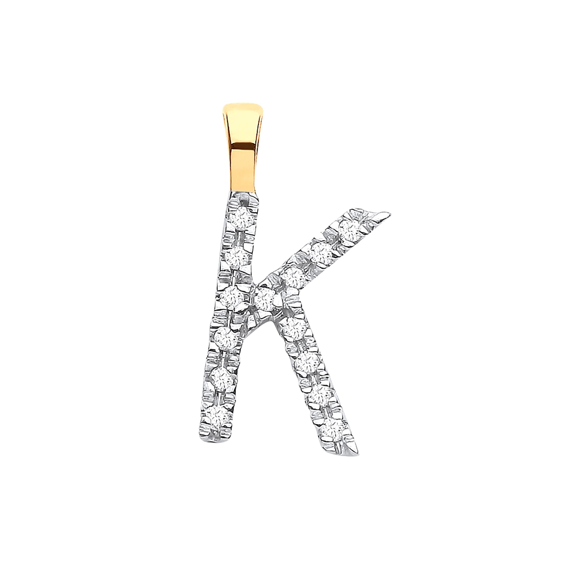 9ct Yellow Gold 0.05ct Diamond K Initial