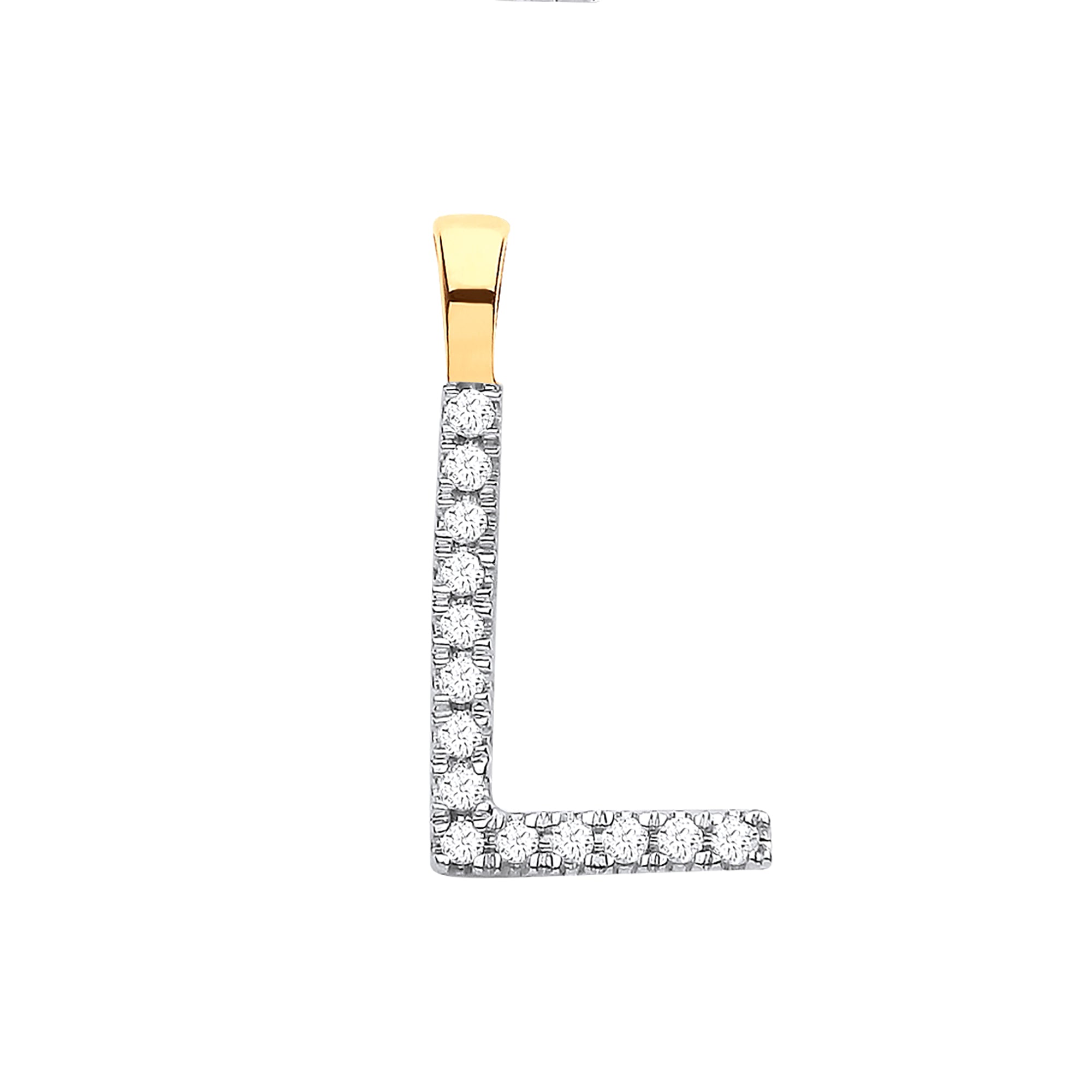 9ct Yellow Gold 0.05ct Diamond L Initial