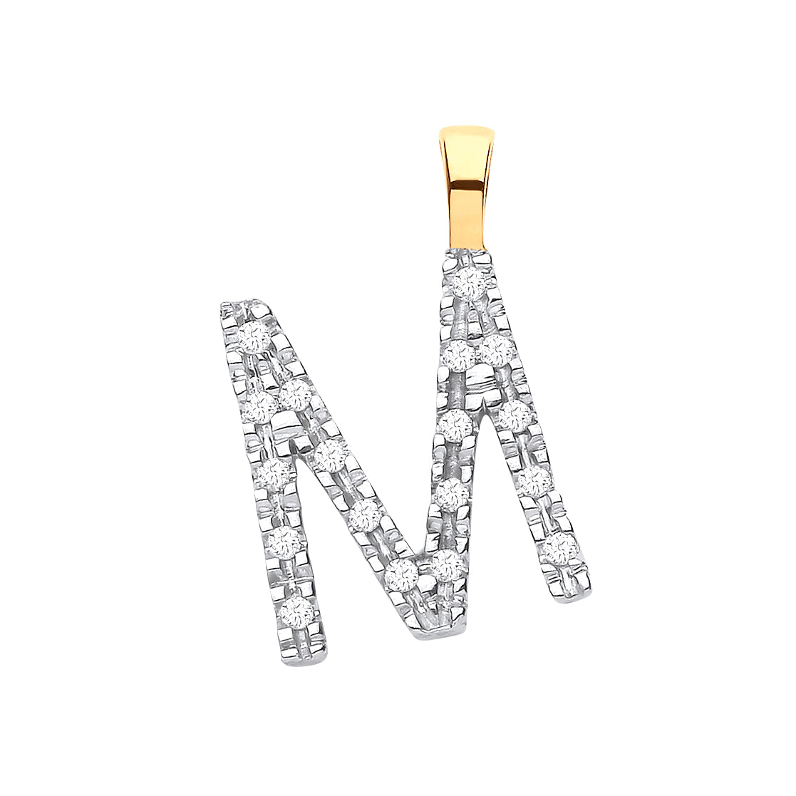 9ct Yellow Gold 0.05ct Diamond M Initial