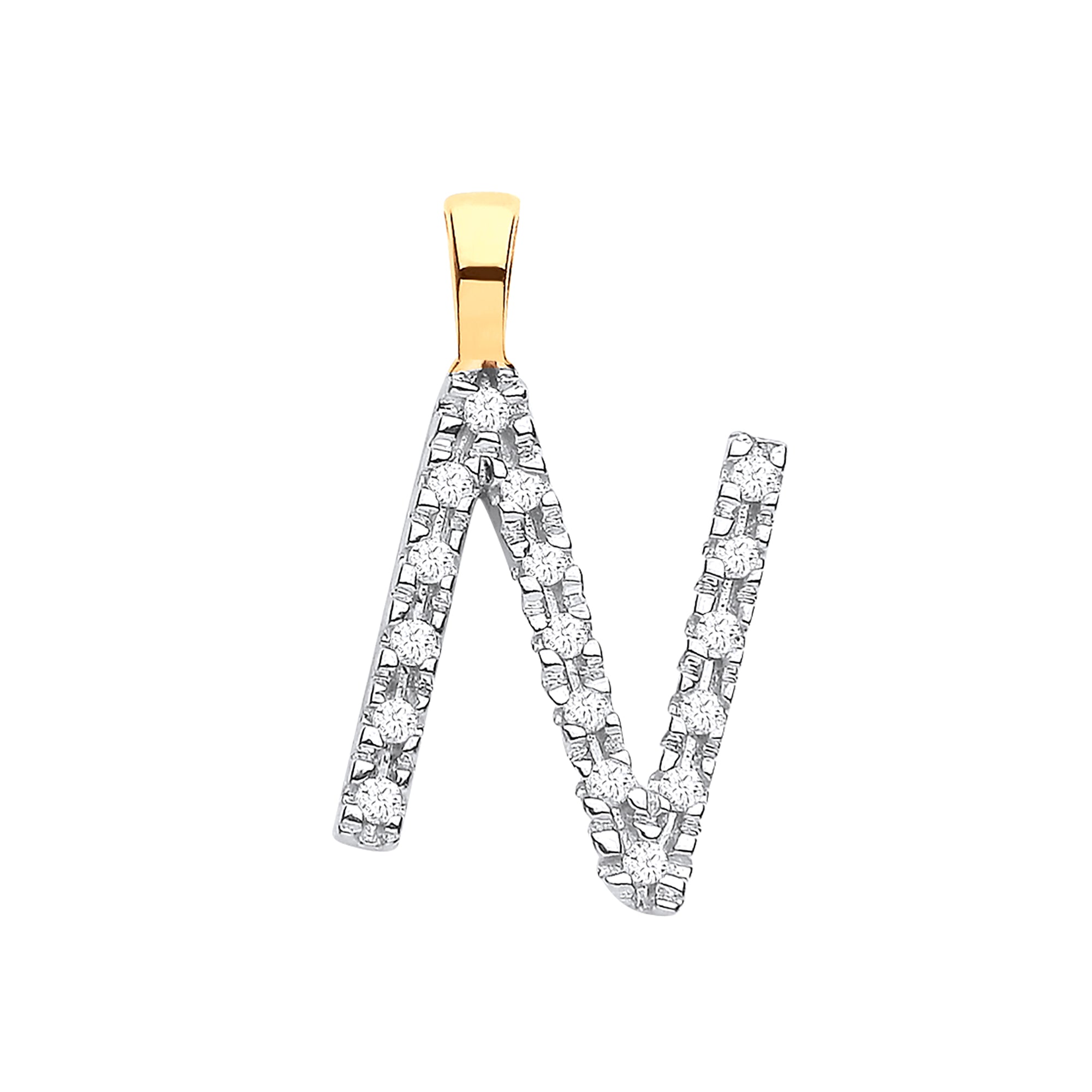 9ct Yellow Gold 0.05ct Diamond N Initial