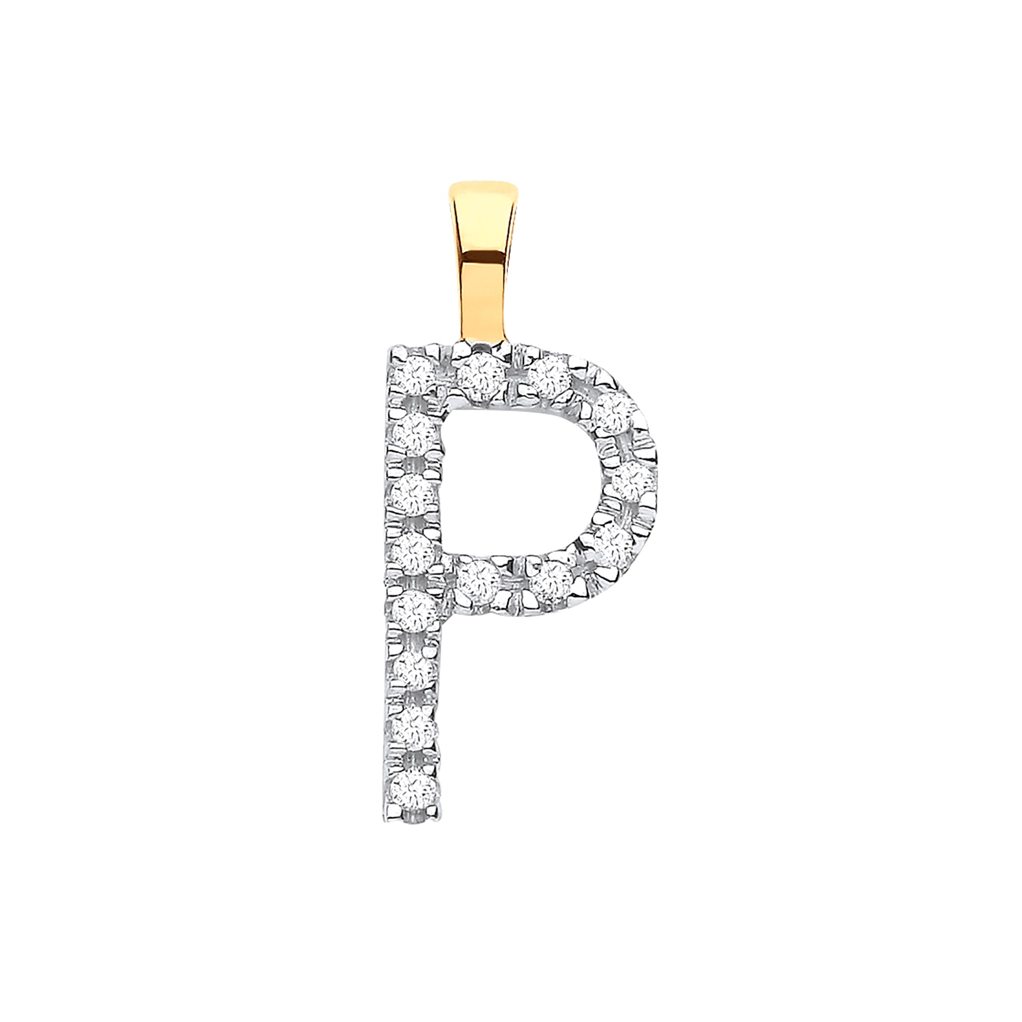 9ct Yellow Gold 0.05ct Diamond P Initial