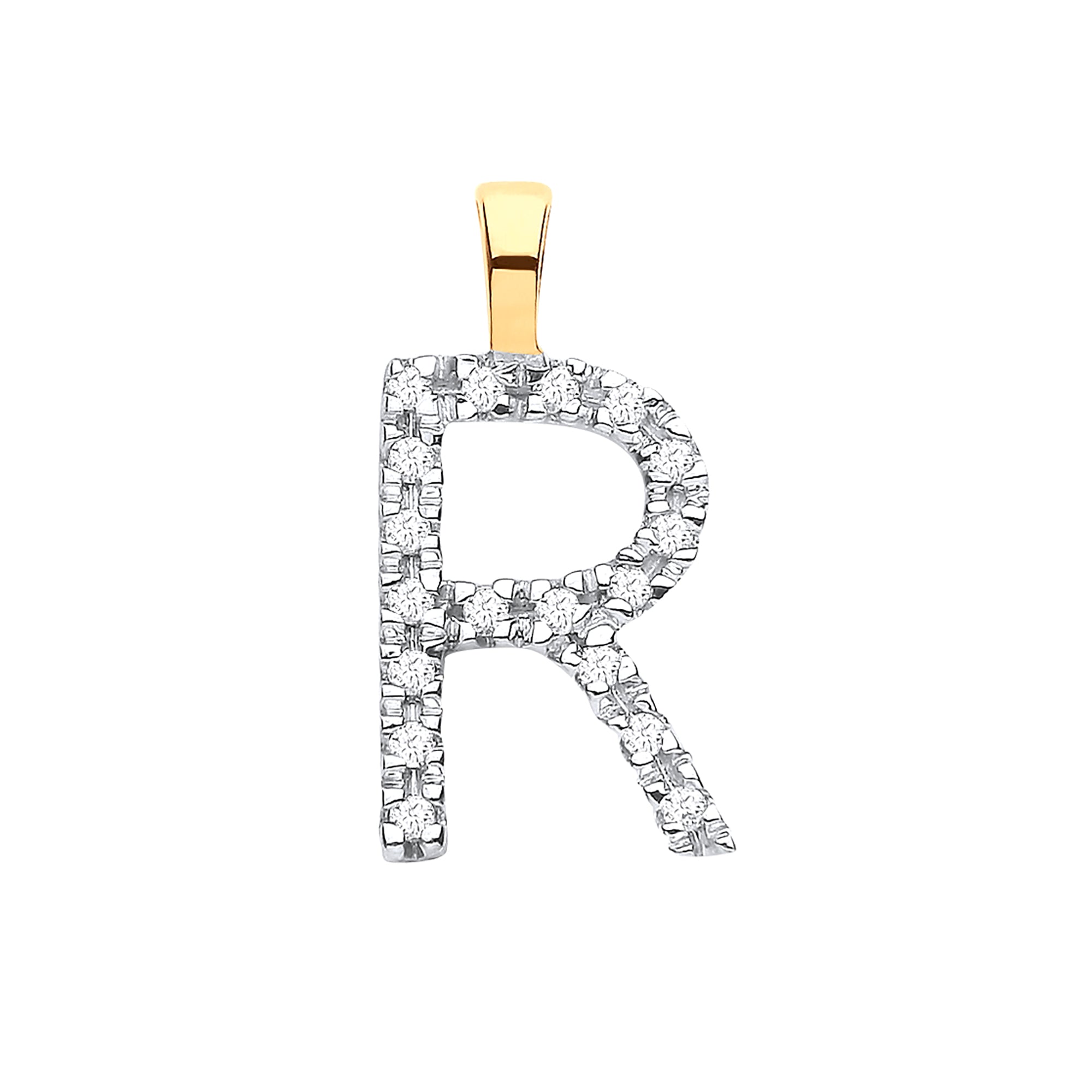 9ct Yellow Gold 0.05ct Diamond R Initial