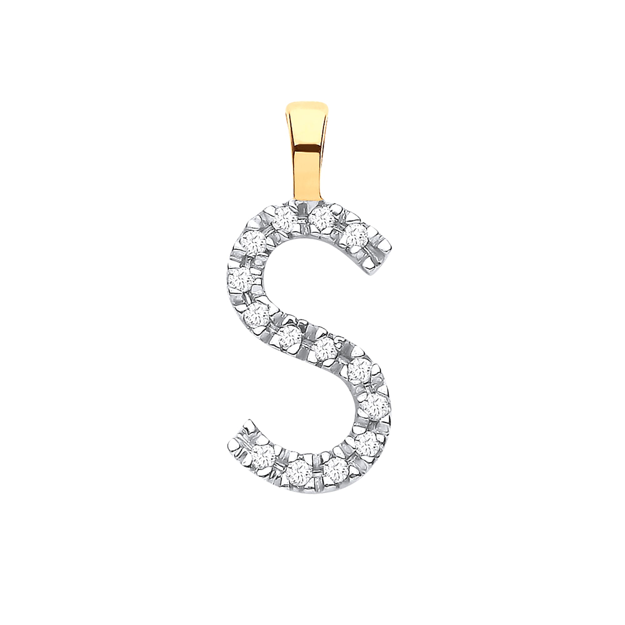 9ct Yellow Gold 0.05ct Diamond S Initial