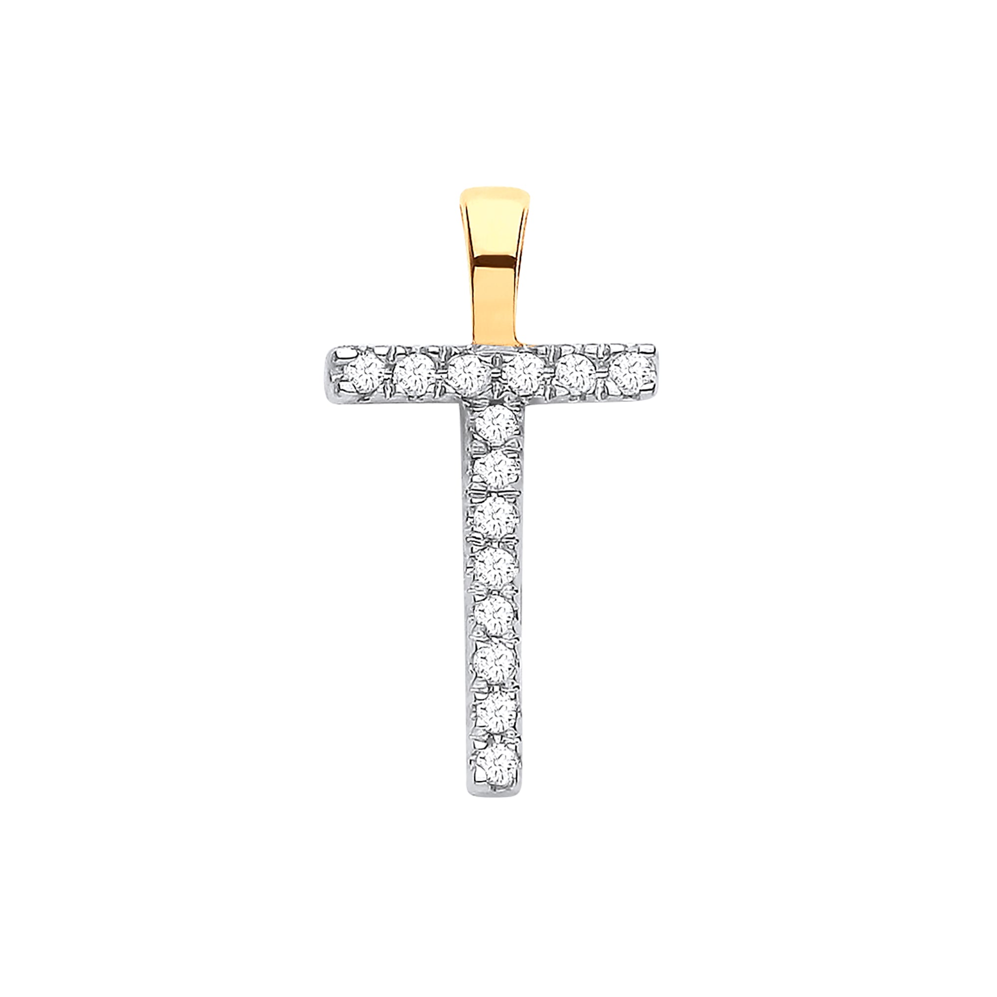 9ct Yellow Gold 0.05ct Diamond T Initial