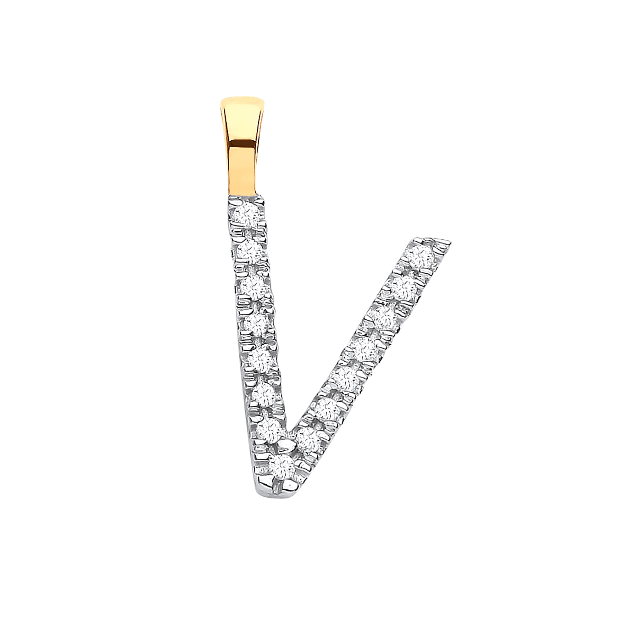 9ct Yellow Gold 0.05ct Diamond V Initial