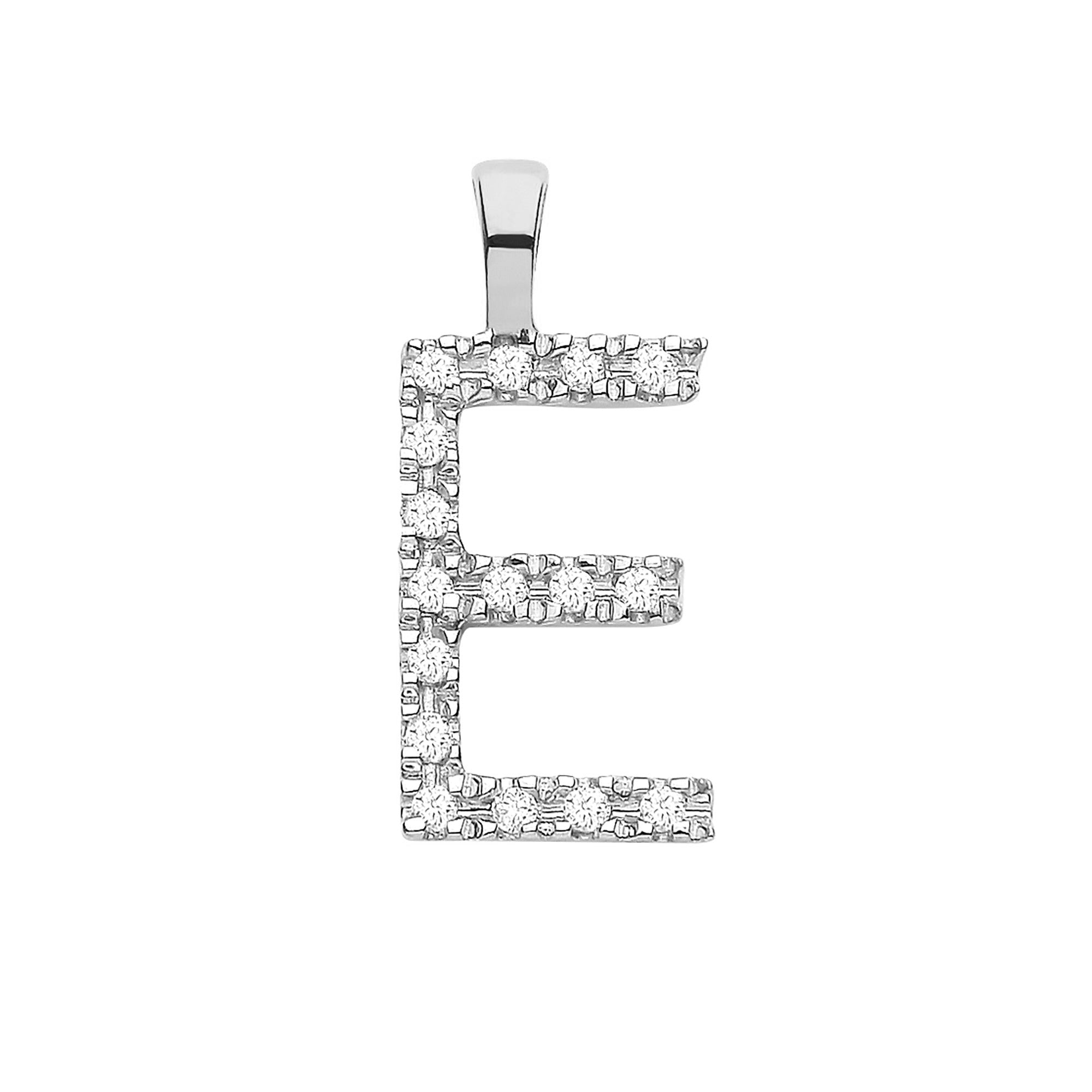 9ct White Gold 0.06ct Diamond E Initial