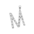 9ct White Gold 0.06ct Diamond M Initial