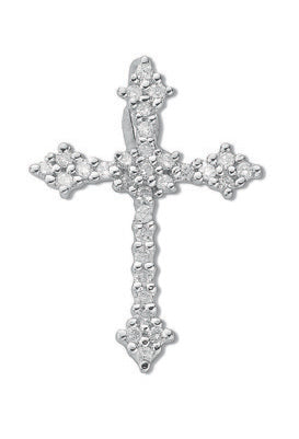 9ct White Gold 0.25ct Diamond Cross