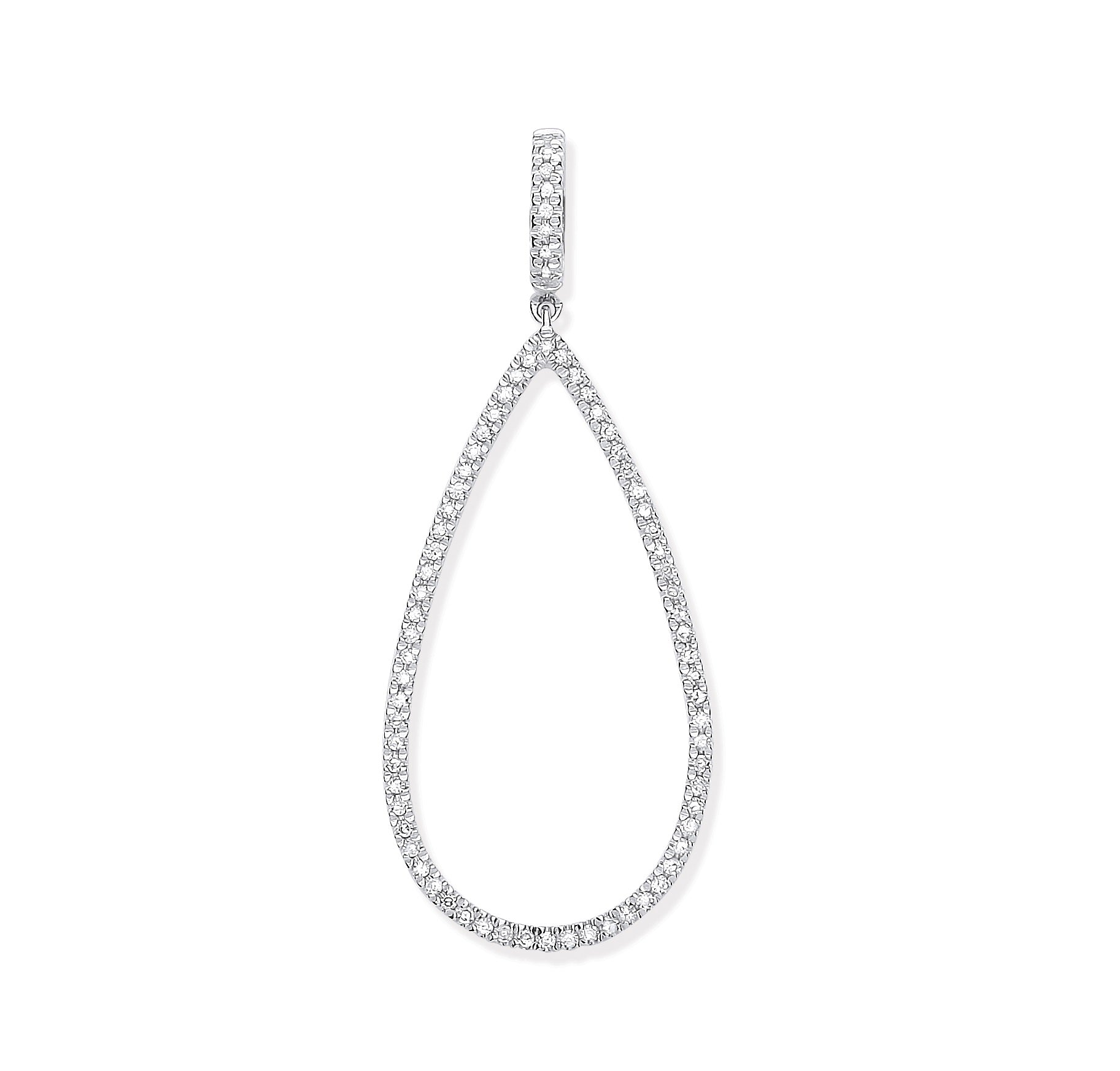 9ct White Gold 0.23ct Pear Shaped Drop Pendant