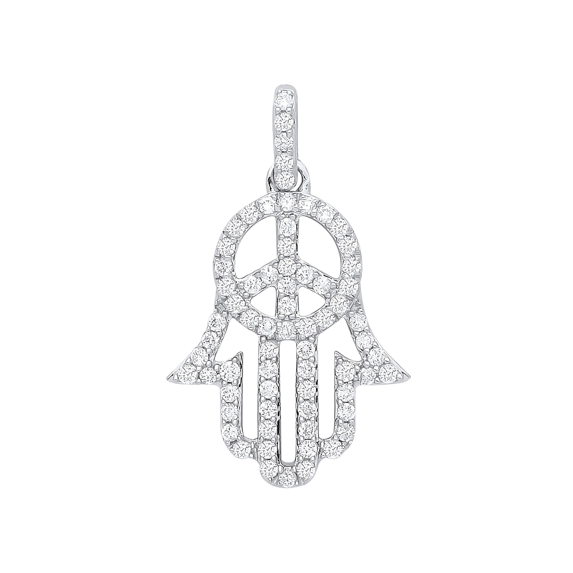 9ct White Gold 0.48ct Diamond Hamsa Pendant