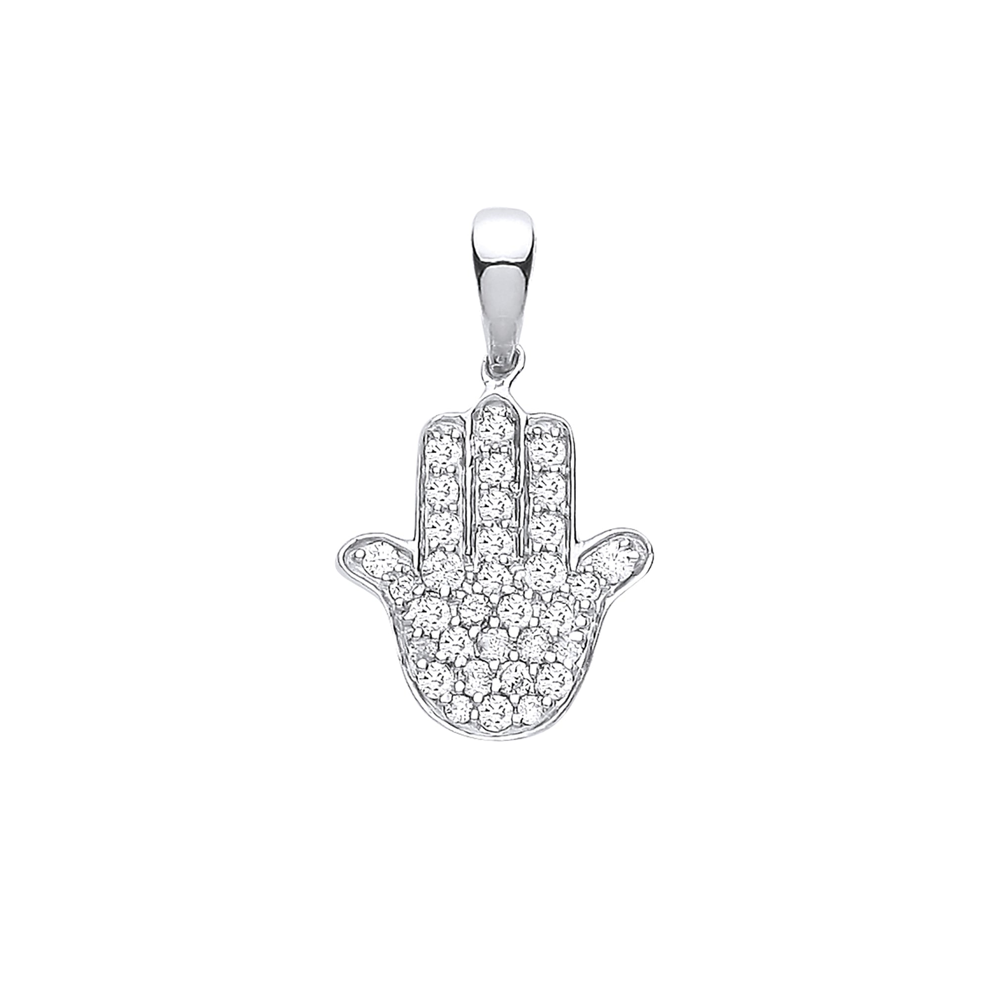 9ct White Gold 0.18ct Diamonds Hamsa Pendant