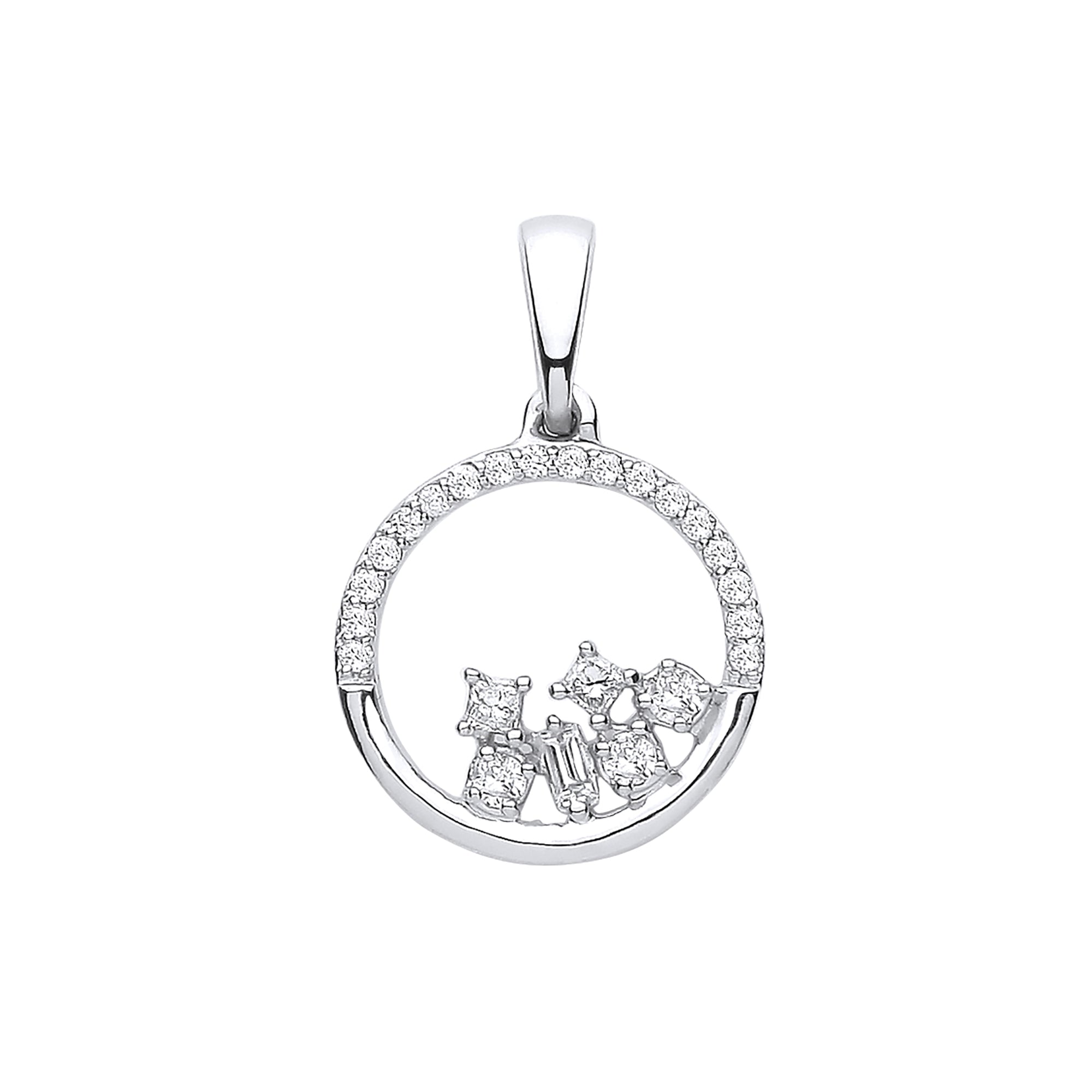 9ct White Gold 0.14ct Diamond Circle Pendant