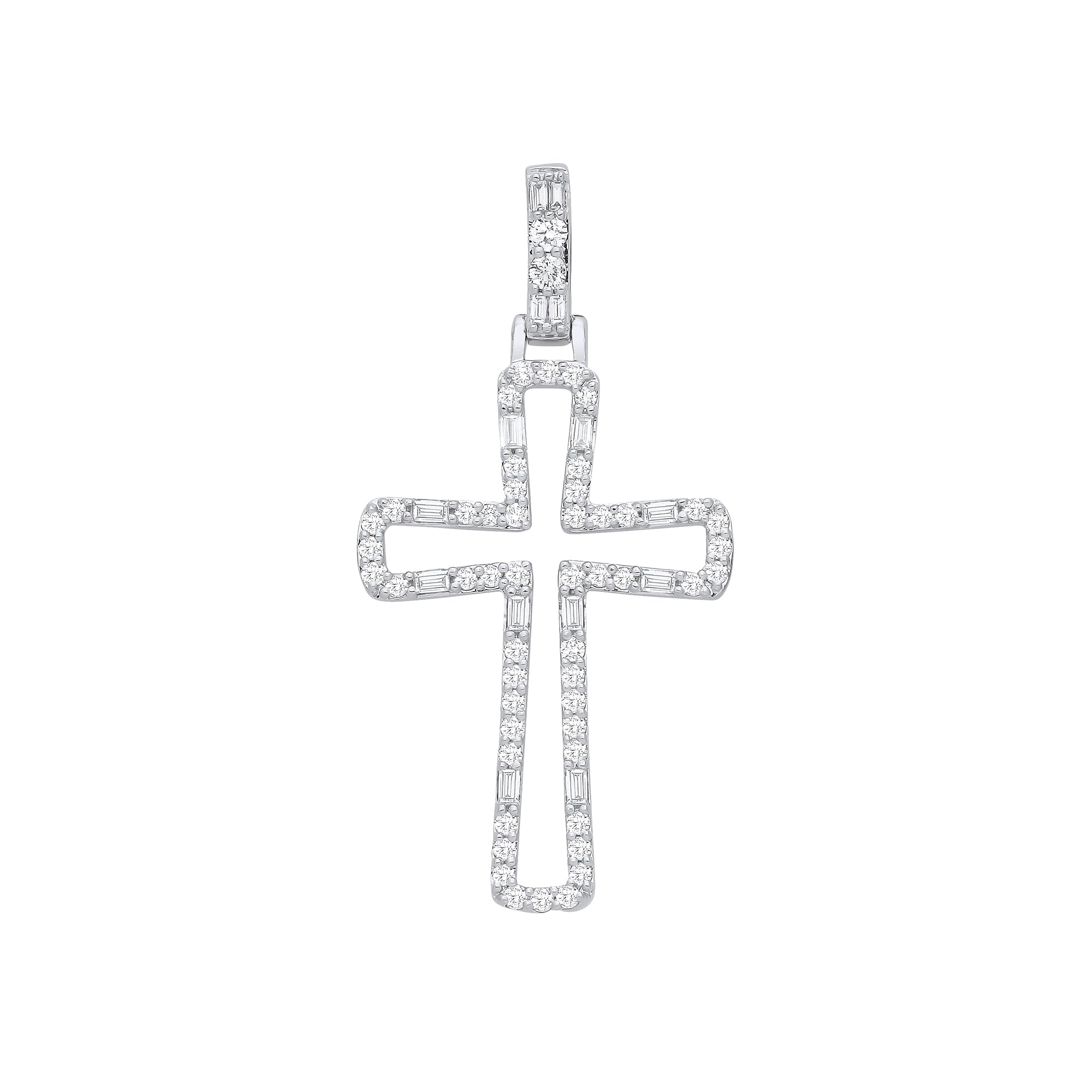 9ct White Gold 0.40ctw Cross Pendant