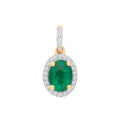 9ct Yellow Gold 0.10ctw Diamond and 0.70ctw Emerald Pendant