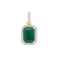 18ct Yellow Gold 0.10ctw Diamond and 0.95ctw Emerald Pendant
