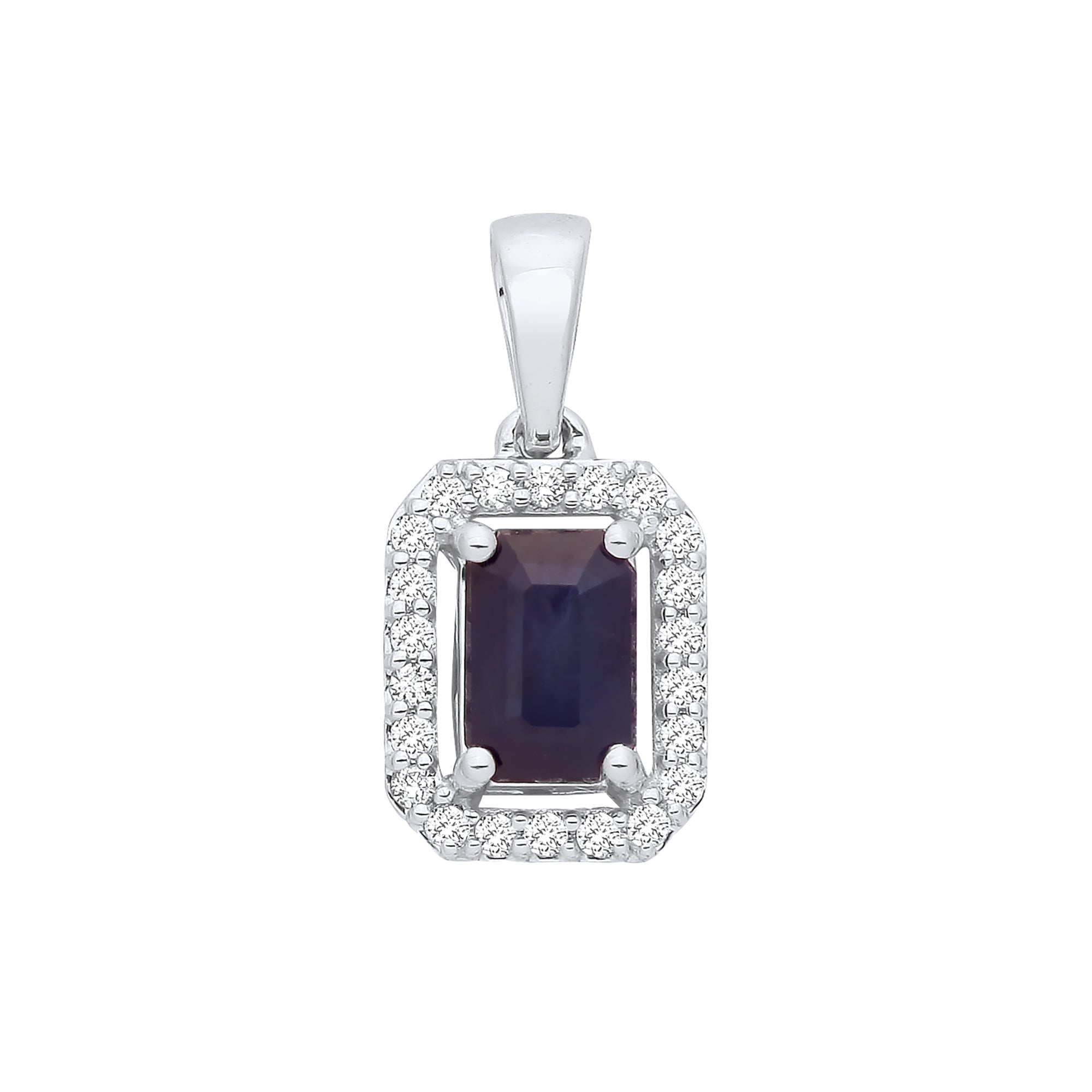 18ct White Gold 0.10ctw Diamond and 0.65ctw Sapphire Pendant
