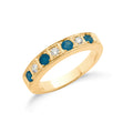 18ct Yellow Gold 0.15ct Diamond and 0.80ct Blue Sapphire Eternity Ring