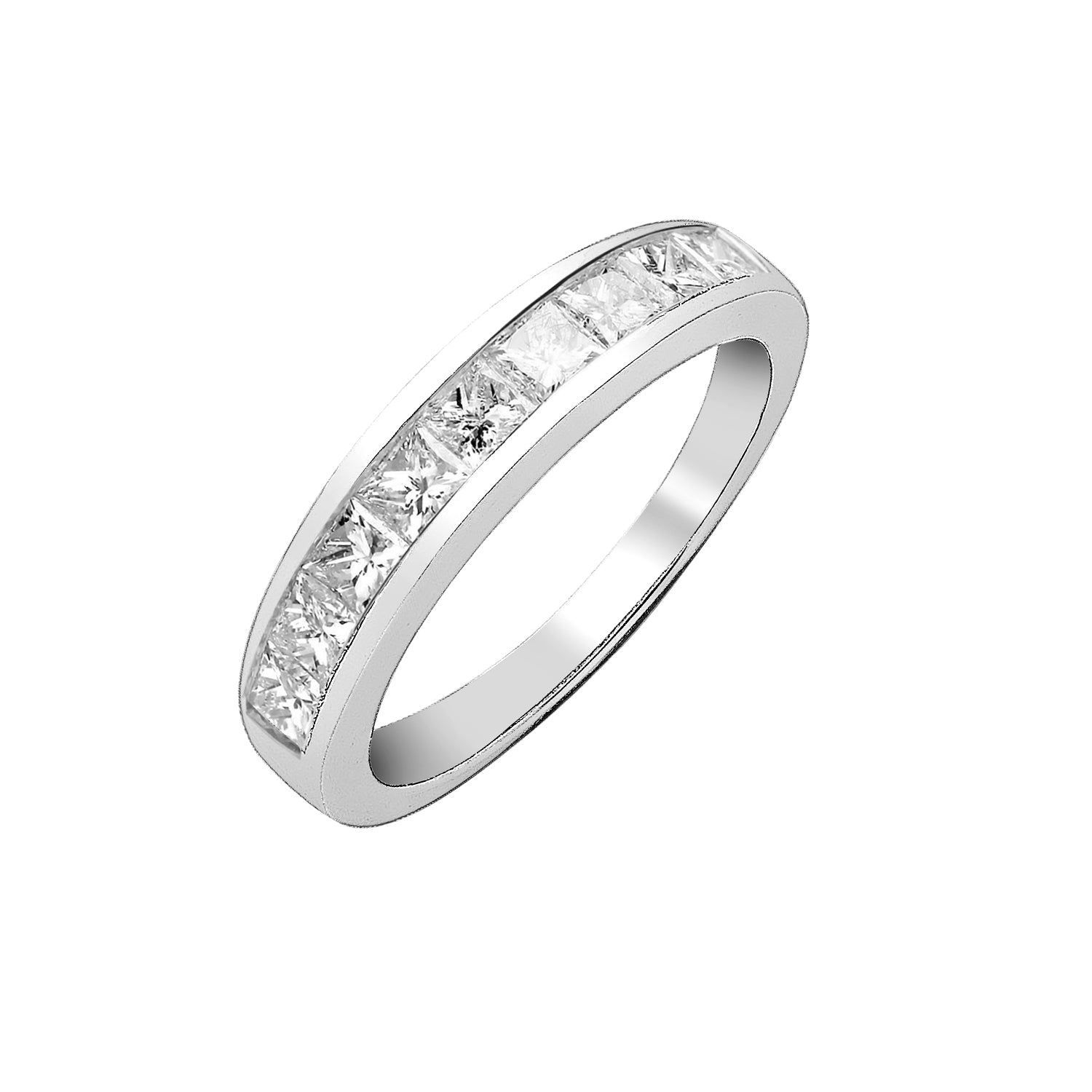 Platinum 1.00ct G/H-VS Princess Cut Eternity Diamond Ring