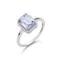 18ct White Gold 1.50ct Aqua and 0.10ct Diamond Ring