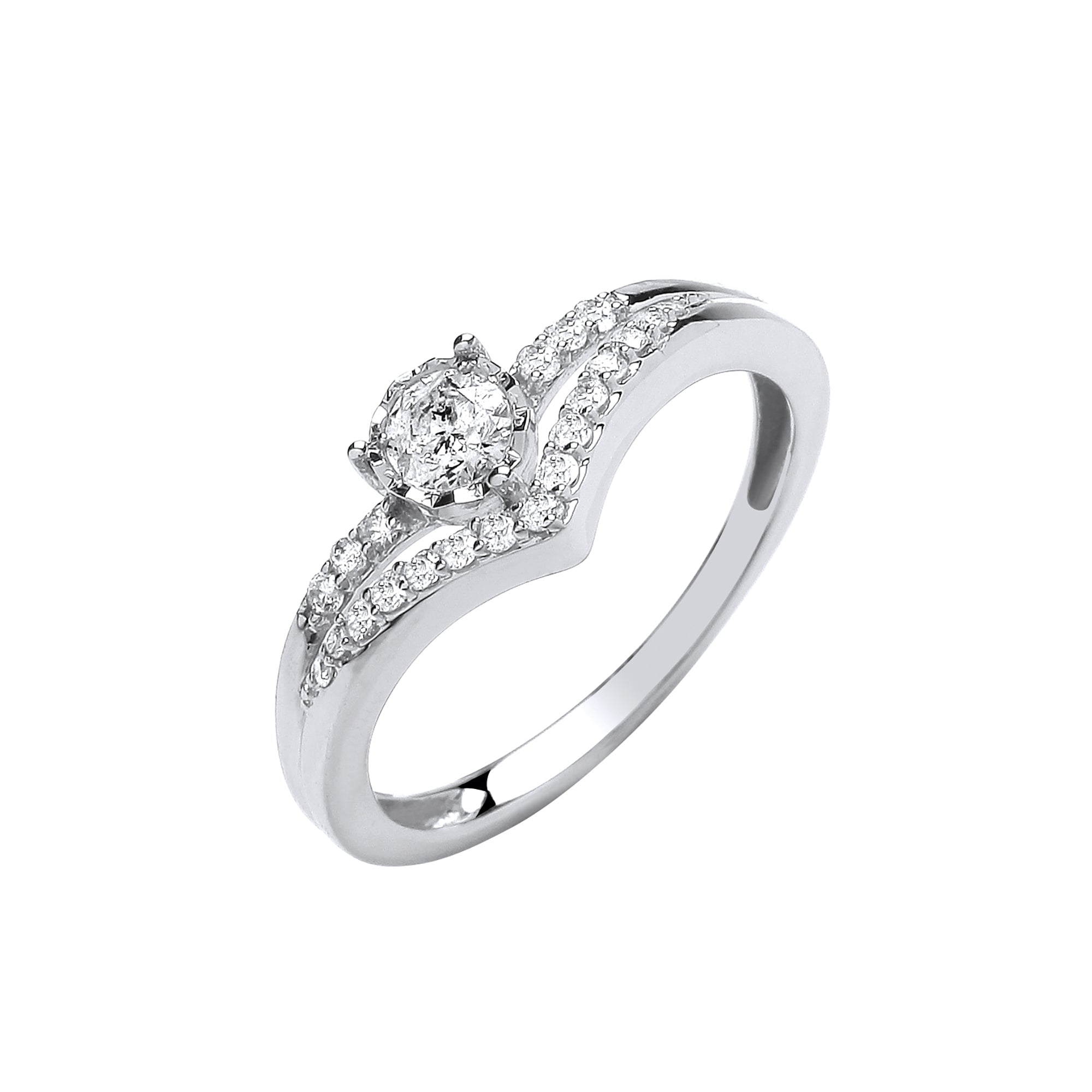 9ct White Gold 0.33ct Split Shank Engagement Ring
