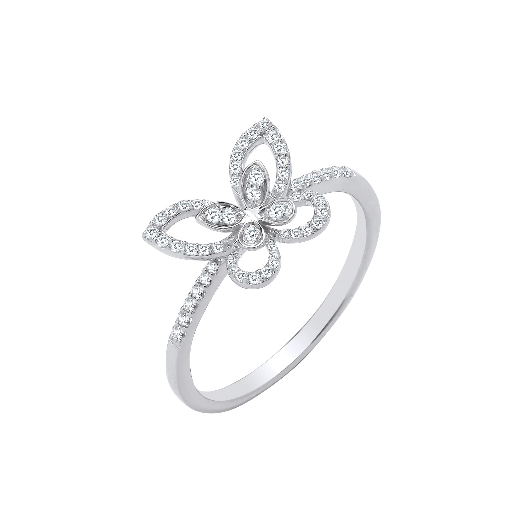 9ct W/G Butterfly 0.19ctw Diamond Ring