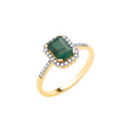18ct Yellow Gold 0.16ctw Diamond and 1.03ctw Emerald Ring