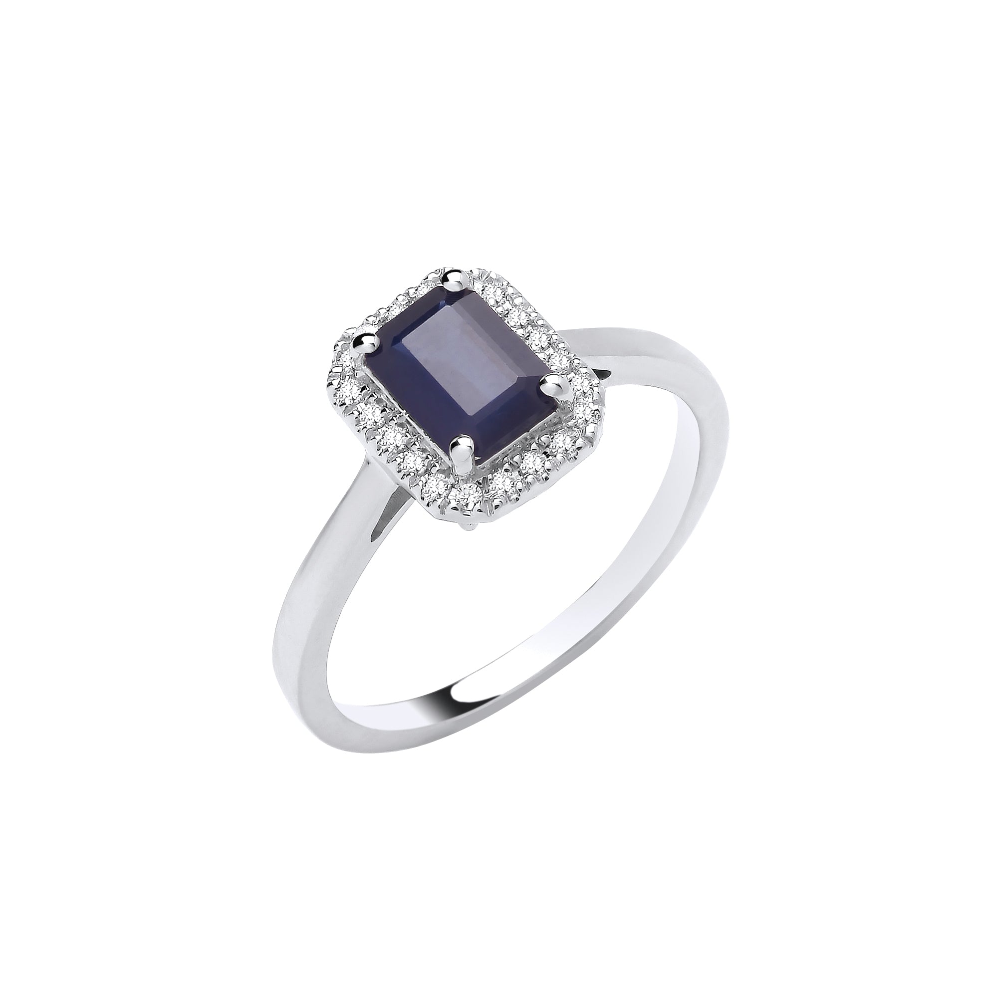18ct White Gold 0.12ctw Diamond and 1.10ctw Sapphire Ring