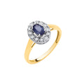 9ct Yellow Gold 0.55ct Sapphire and 0.05ct Diamond Cluster Ring