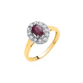 9ct Yellow Gold 0.50ct Ruby and 0.05ct Diamond Cluster Ring