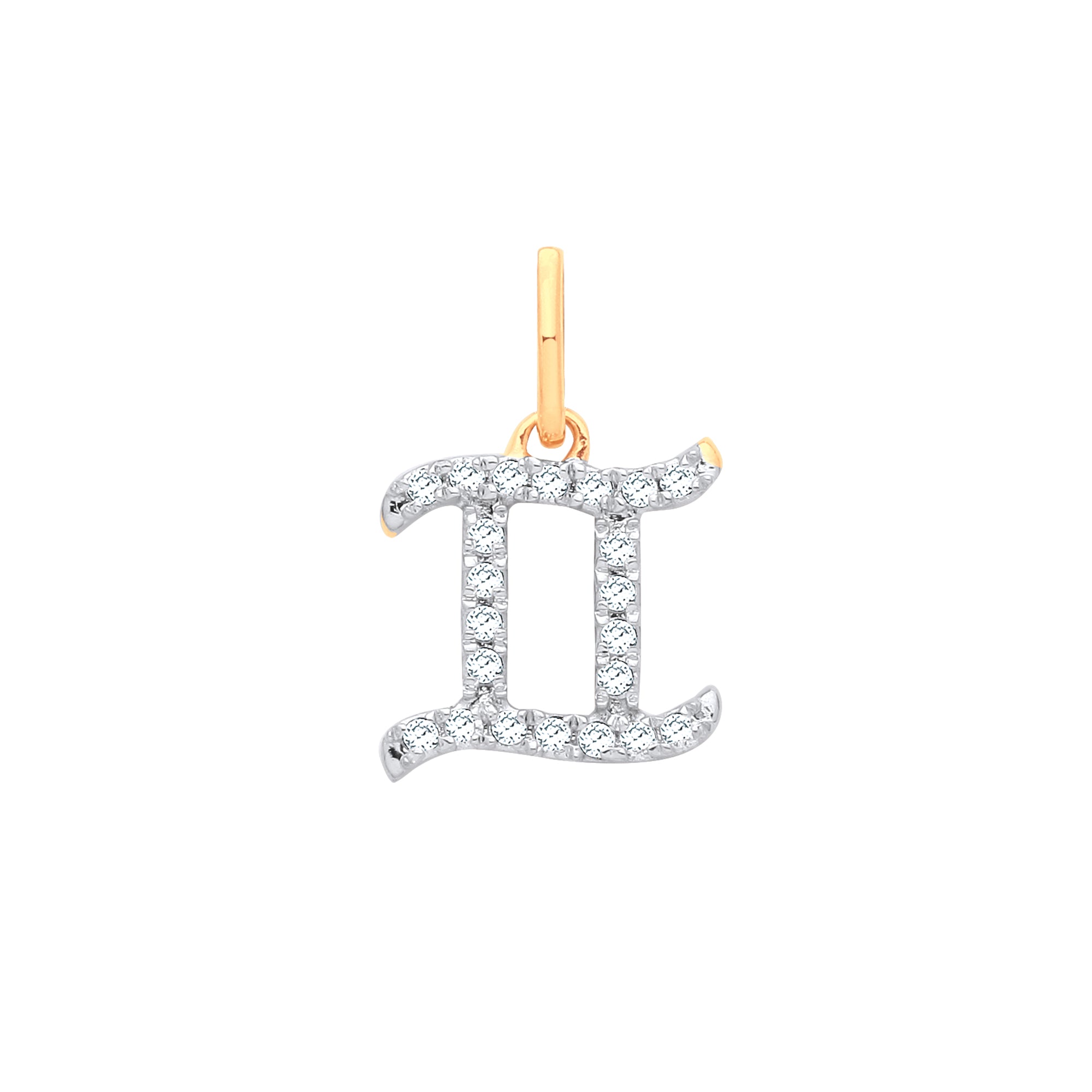 9ct Yellow Gold Gemini Zodiac 0.12ct Diamond Pendant
