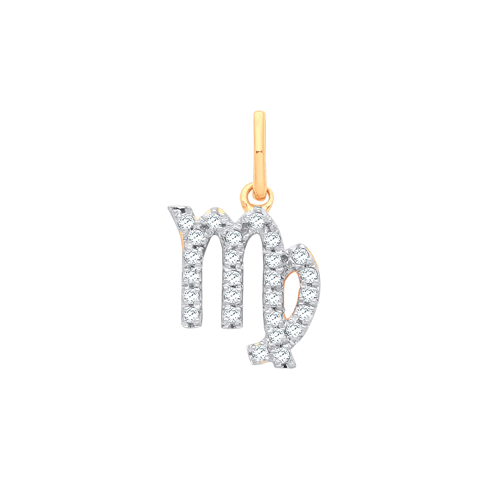 9ct Yellow Gold Virgo Zodiac 0.12ct Diamond Pendant