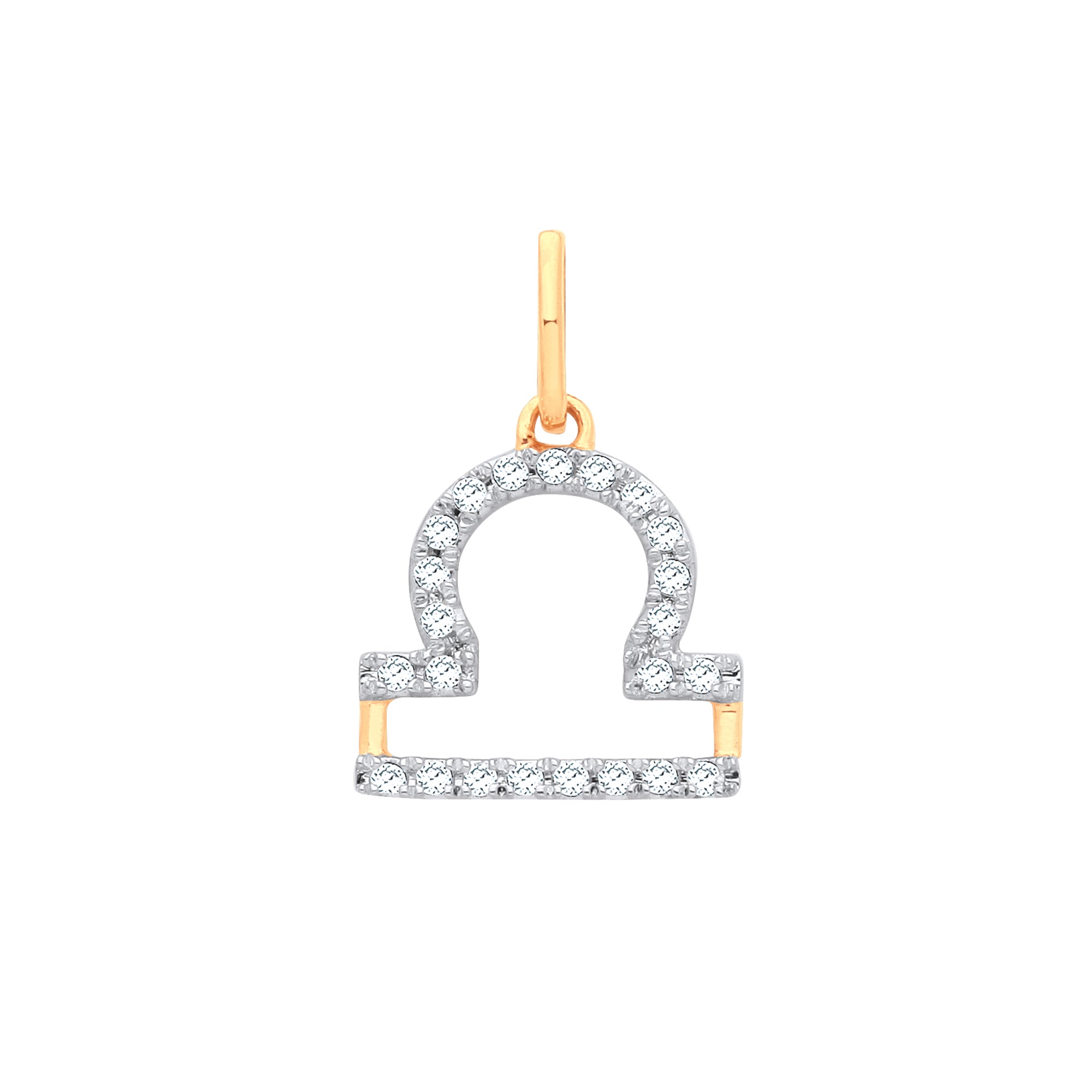 9ct Yellow Gold Libra Zodiac 0.15ct Diamond Pendant