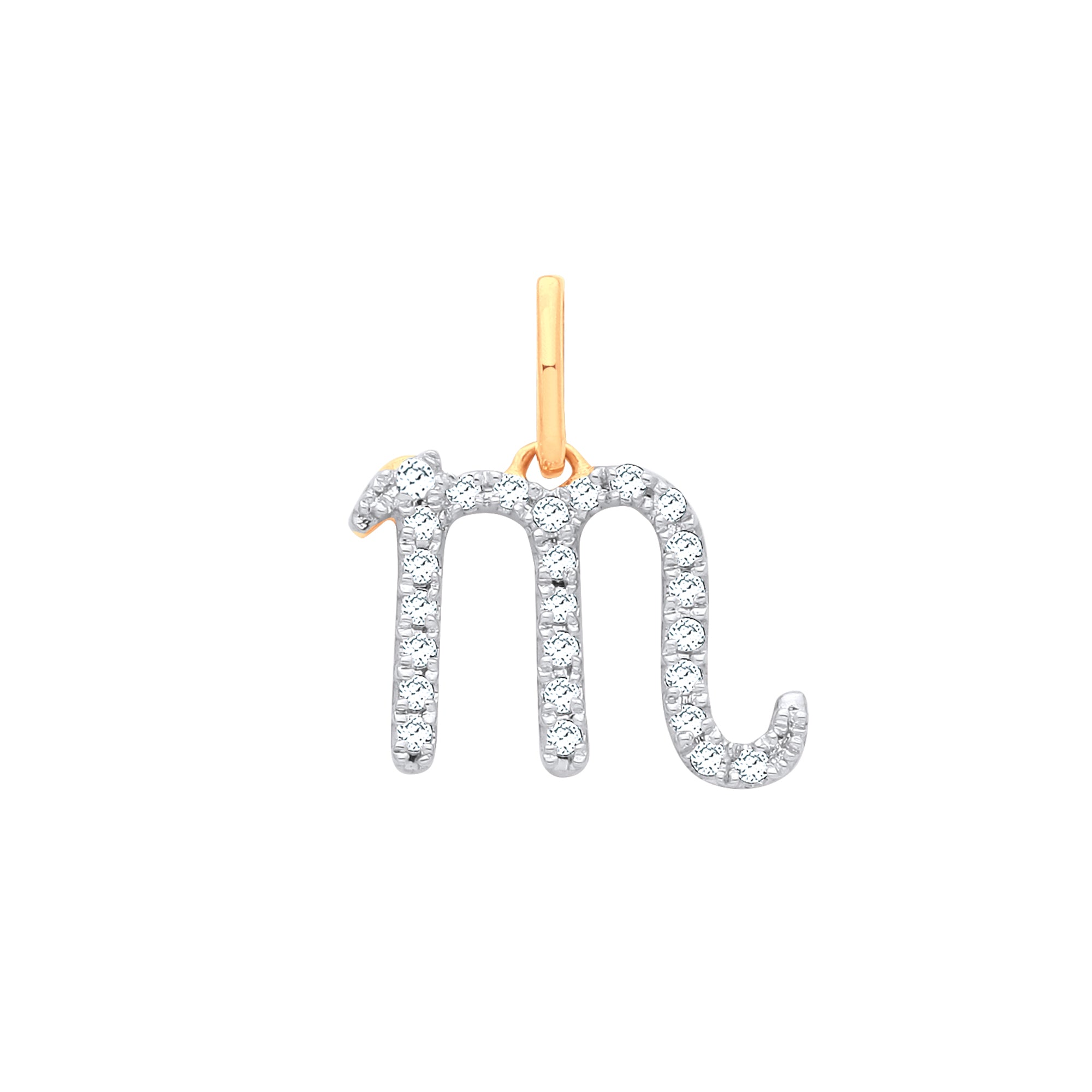 9ct Yellow Gold Scorpio Zodiac 0.15ct Diamond Pendant