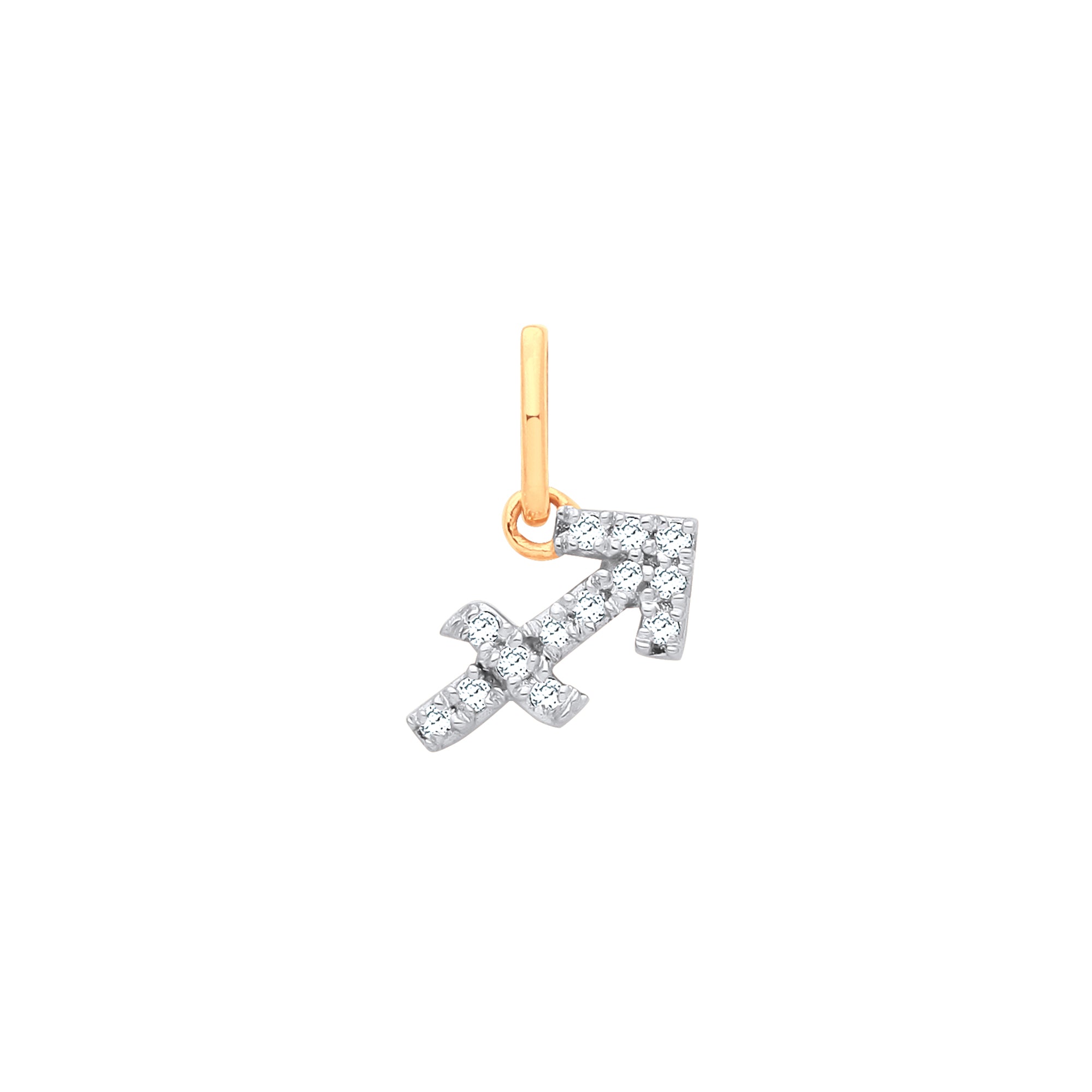 9ct Yellow Gold Sagittarius Zodiac 0.07ct Diamond Pendant