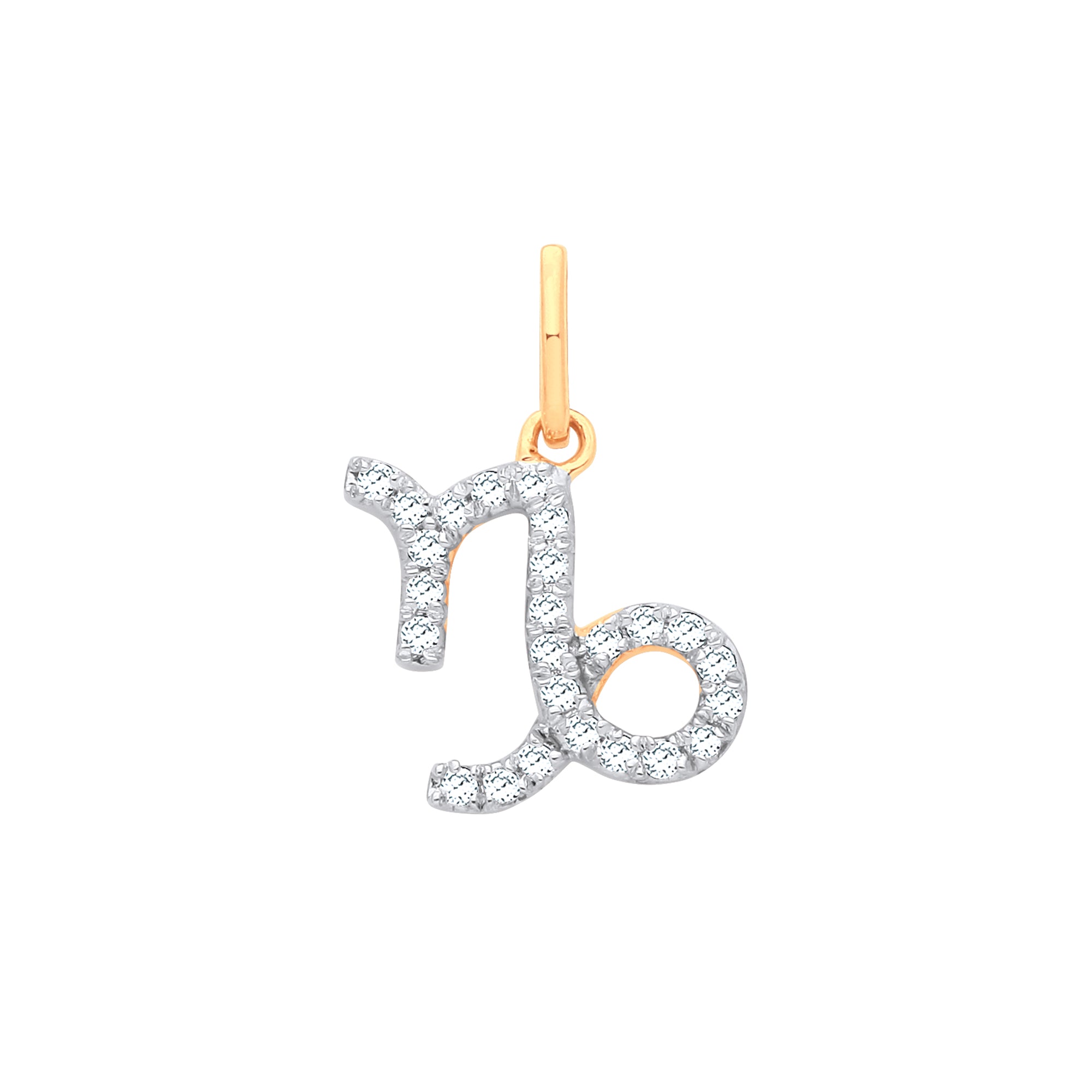 9ct Yellow Gold Capricorn Zodiac 0.10ct Diamond Pendant
