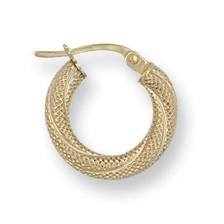 Y/G 16mm Frosted Twisted Hoop Earrings