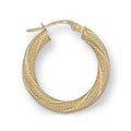 Y/G 21mm Frosted Twisted Hoop Earrings