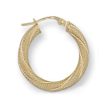 Y/G 21mm Frosted Twisted Hoop Earrings