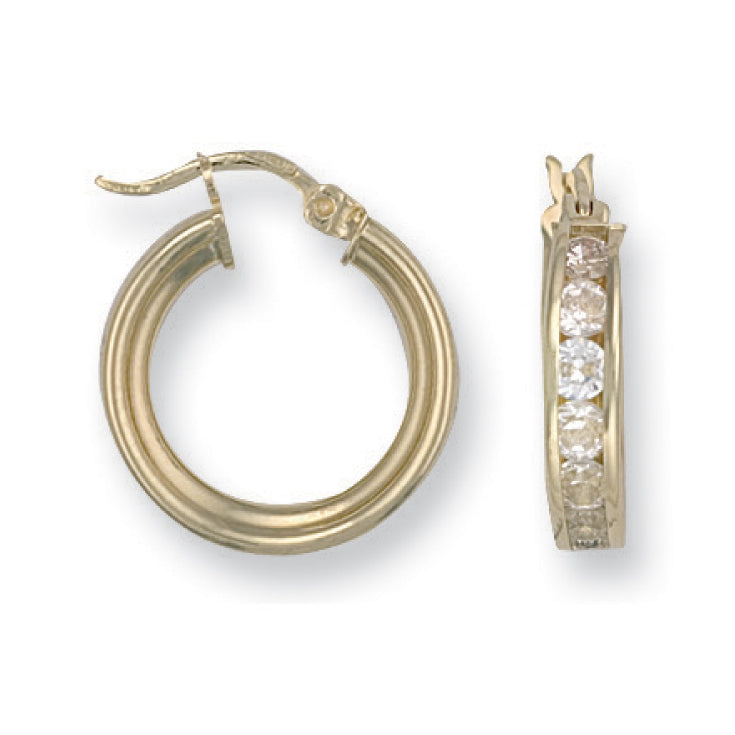 Y/G 19mm Cz Hoop Earrings