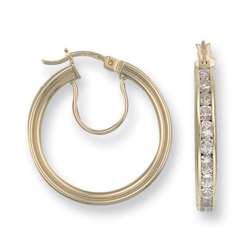 Y/G 25mm Cz Hoop Earrings
