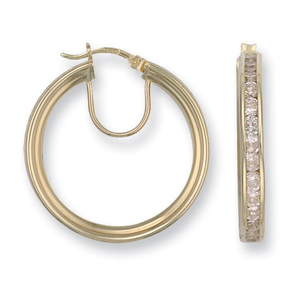 Y/G 29mm Cz Hoop Earrings