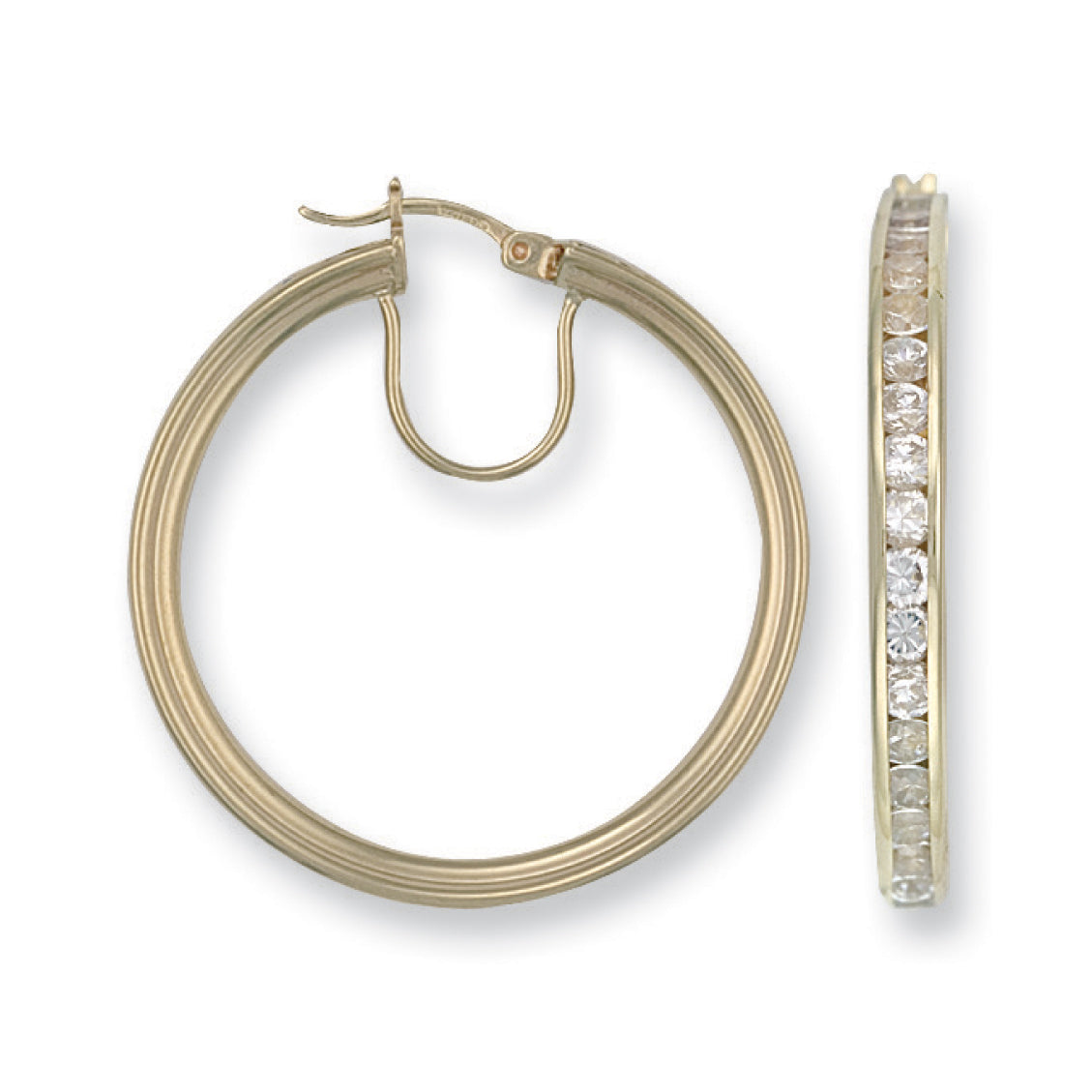 Y/G 35mm Cz Hoop Earrings
