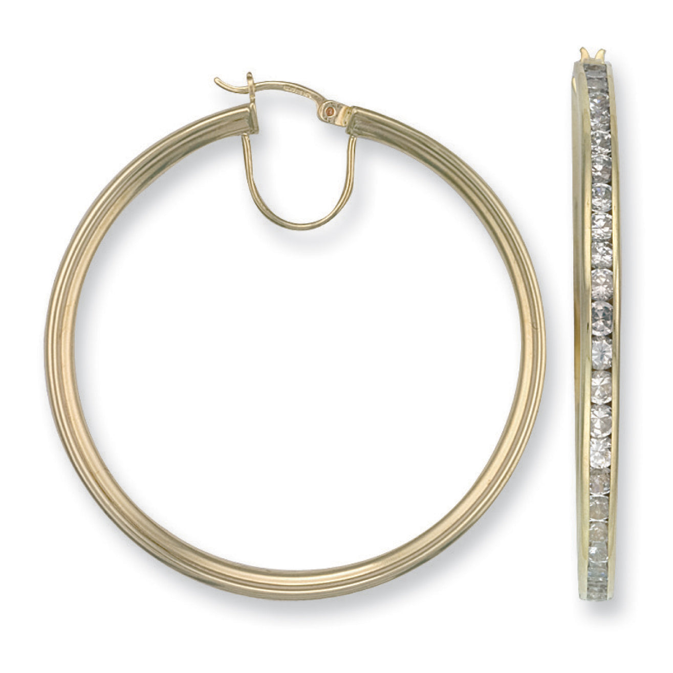Y/G Cz Hoop Earrings