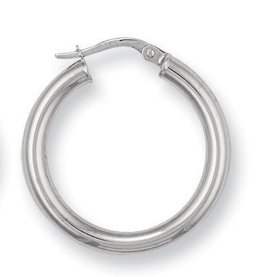 W/G 25mm Round Tube Hoop Earrings