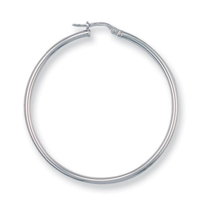 W/G 40mm Round Tube Hoop Earrings