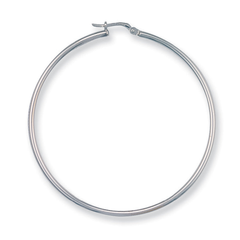 W/G 50mm Round Tube Hoop Earrings