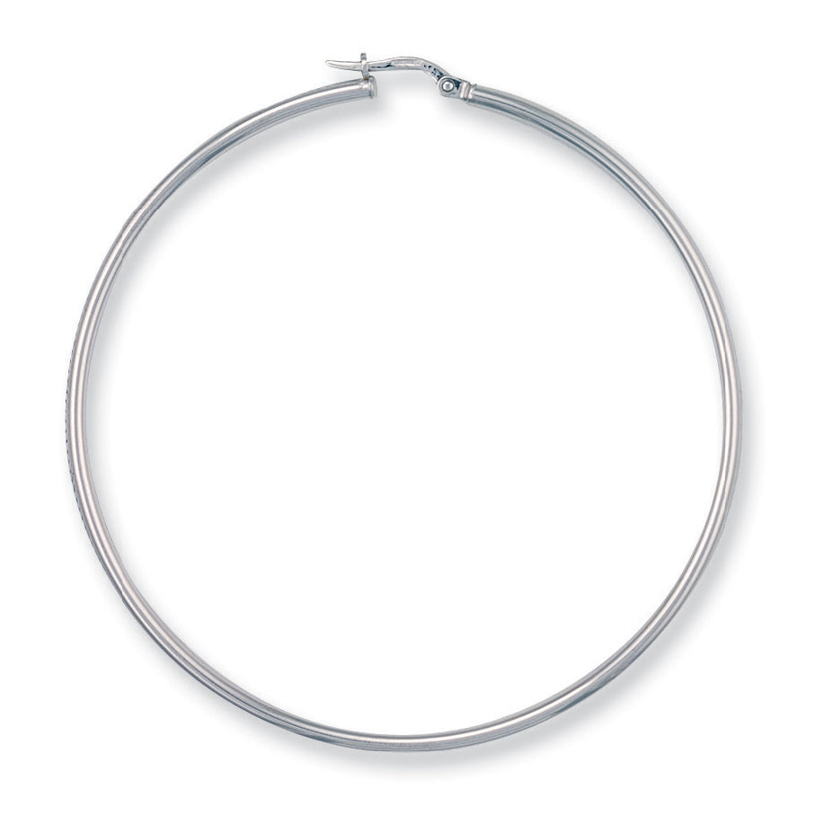 W/G 60mm Round Tube Hoop Earrings